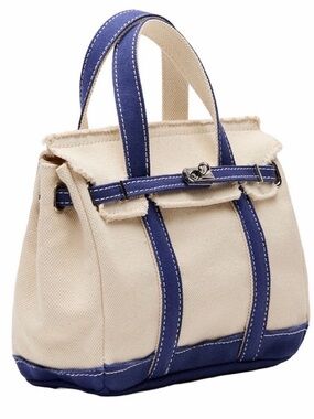 Sunwin | Madaket Classic Mini Navy Raw Edge Trim Canvas Turn-Lock “Boatkin” Tote